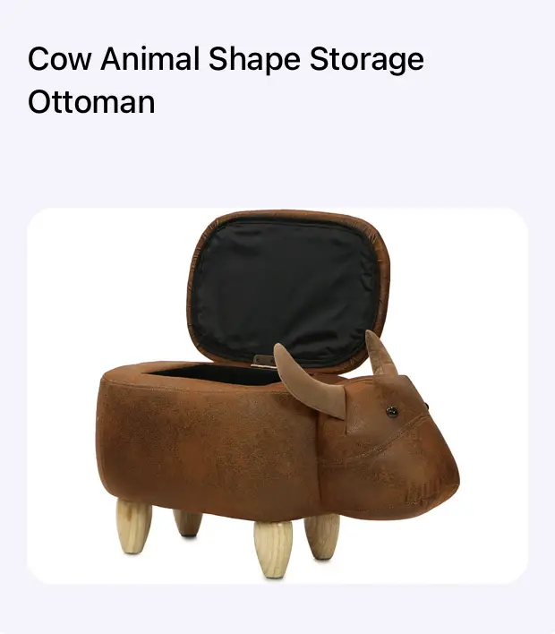 cow animal shape storage ottoman
